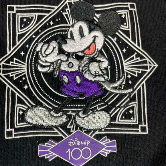 🔥Disney 100 Mickey Mouse & Friends Embroidered Black Zipper Hoodie Sweatshirt - Picture 6 of 16